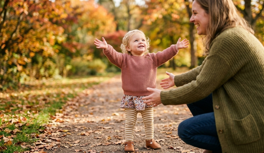 toddler reaching up asking parent to carry them