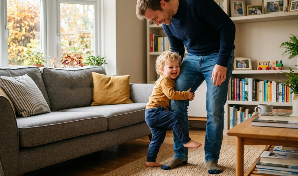 toddler showing separation anxiety and clinging to parent