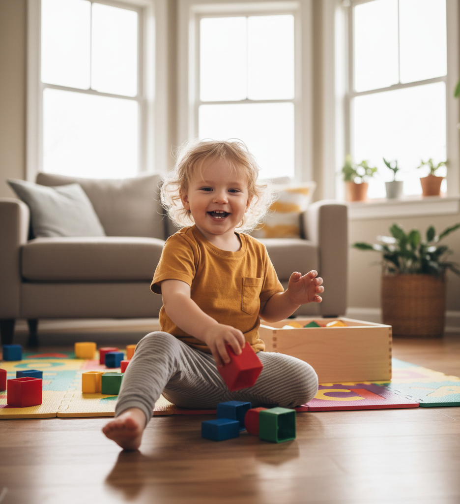 toddler throwing toy on the floor during playtime